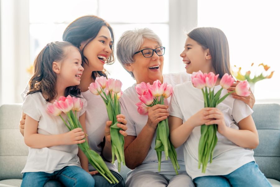 the women in a family celebrating mother's day