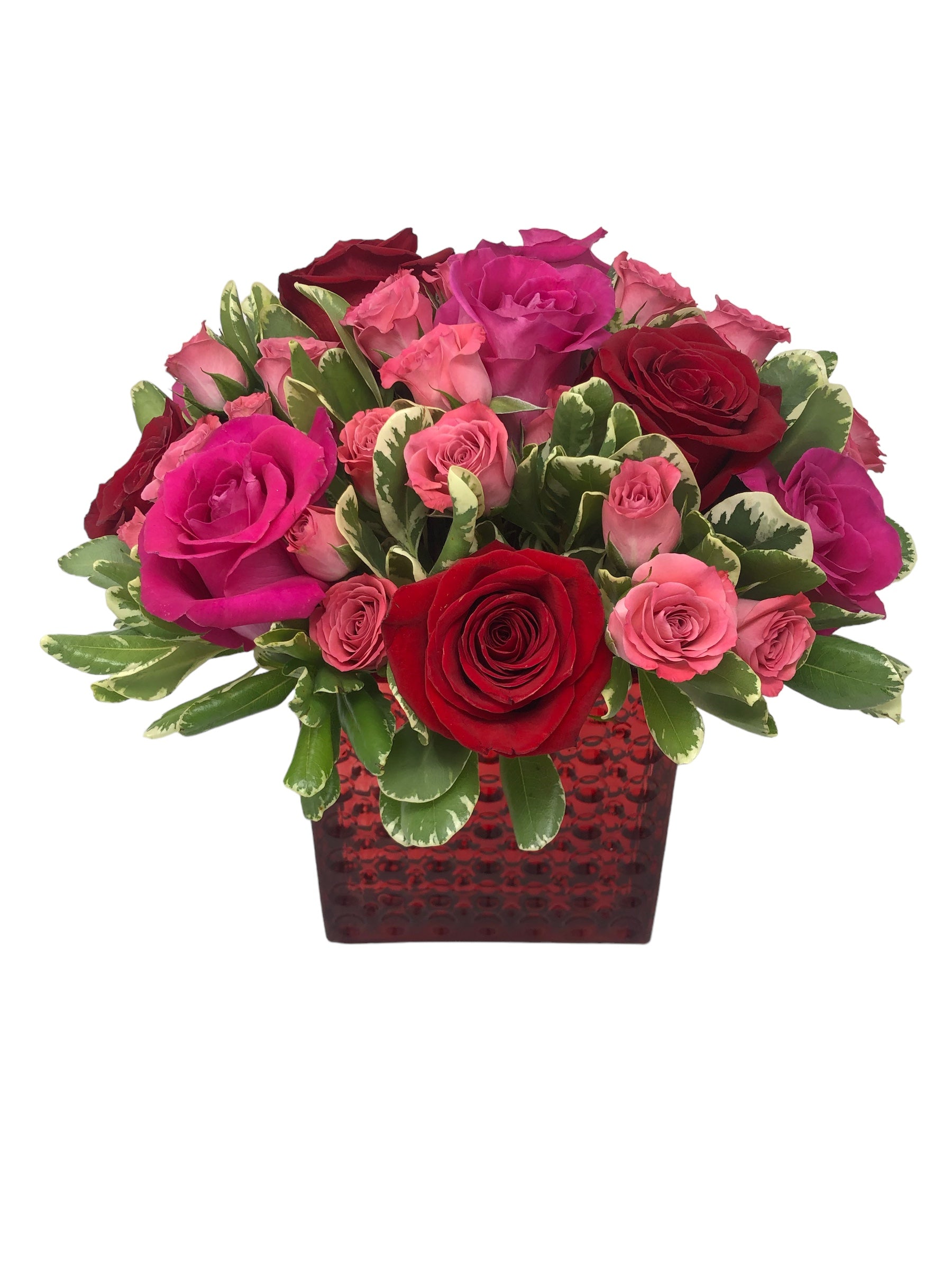 Rose Medley: Red & Pink Roses Floral Ensemble – Dragonetti Florist ...