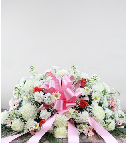 Elegant Pink Memorial Casket Spray